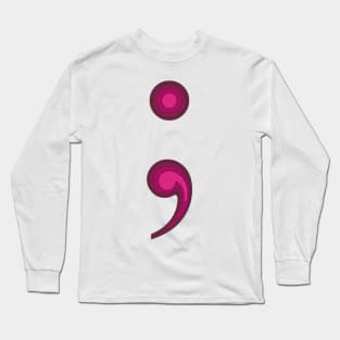 Pink semicolon Long Sleeve T-Shirt